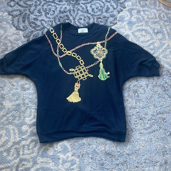 Cervelle Vintage Sweater and Pant Set Navy Gold XL - Picture 2 of 9